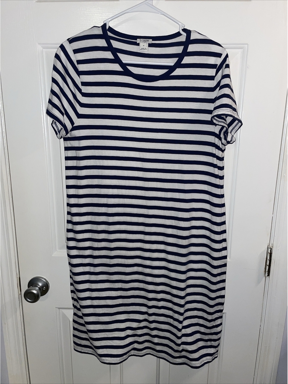 J. Crew Factory Navy White Striped Short Sleeve Tee Shirt Dress Medium